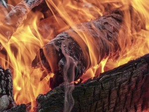log fire burning