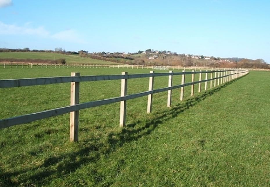 Post and two rail fence