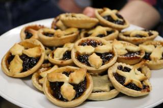 Mince pies with holly pastry decoration